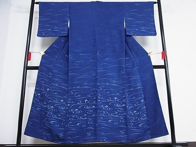 平和屋-こころ店■訪問着　流水花文　着丈150cm　裄丈63cm　正絹　逸品　B-oa7458_画像1