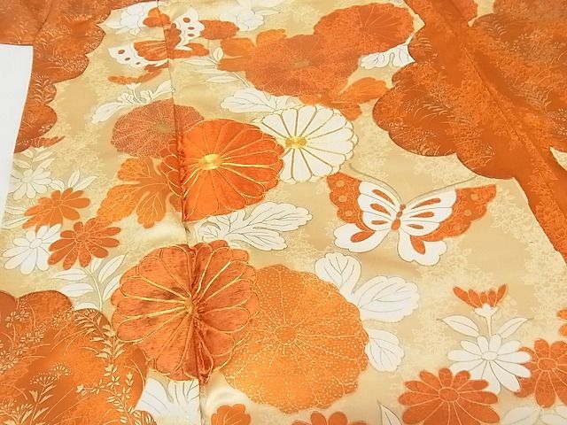 平和屋-こころ店■豪華振袖　駒刺繍　舞蝶花文　金彩　着丈160cm　裄丈64cm　正絹　逸品　1B-wt515_画像4