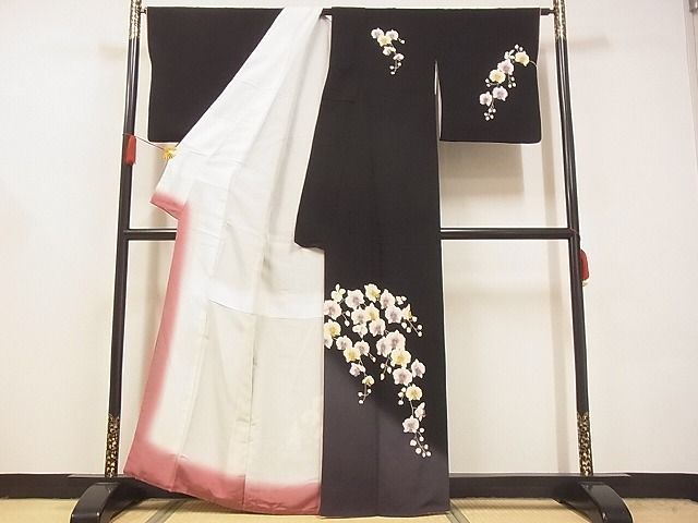 平和屋-こころ店■訪問着　友禅　作家物　胡蝶蘭　暈し染め　着丈161.5cm　裄丈66cm　正絹　逸品　A-ta7276_画像2