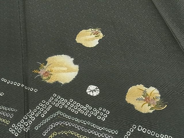 平和屋-こころ店■訪問着　刺繍　草花文　金彩　健勝苑扱い　着丈159cm　裄丈64cm　正絹　逸品　1B-np740_画像4