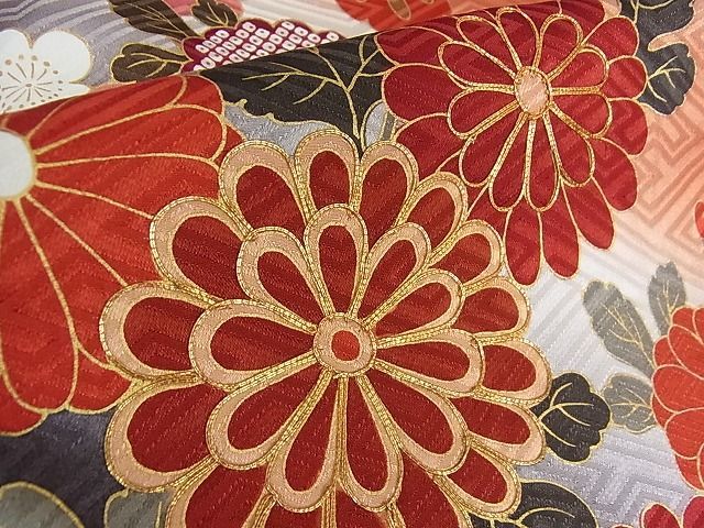 平和屋2■豪華振袖　駒刺繍　霞鳳凰花蝶文　暈し染め　金彩　逸品　ox4116_画像9