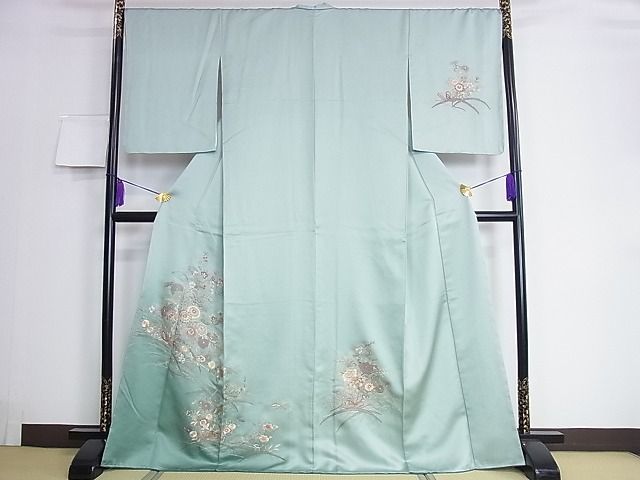 平和屋2■訪問着　総刺繍　草花文　暈し染め　逸品　ic9170_画像2