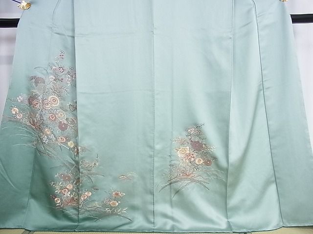 平和屋2■訪問着　総刺繍　草花文　暈し染め　逸品　ic9170_画像4