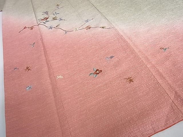 平和屋2■訪問着　総刺繍　枝花文　暈し染め　金糸　逸品　ic9218_画像5