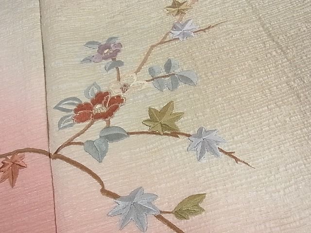 平和屋2■訪問着　総刺繍　枝花文　暈し染め　金糸　逸品　ic9218_画像6