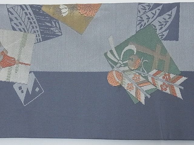 平和屋-こころ店■九寸名古屋帯　唐織　歳時記　金糸　正絹　逸品　A-gk431_画像4