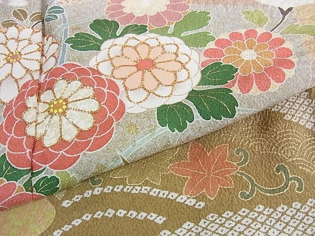 平和屋2■訪問着　駒刺繍　絞り　吉祥花唐草文　金彩　逸品　ic9265_画像7