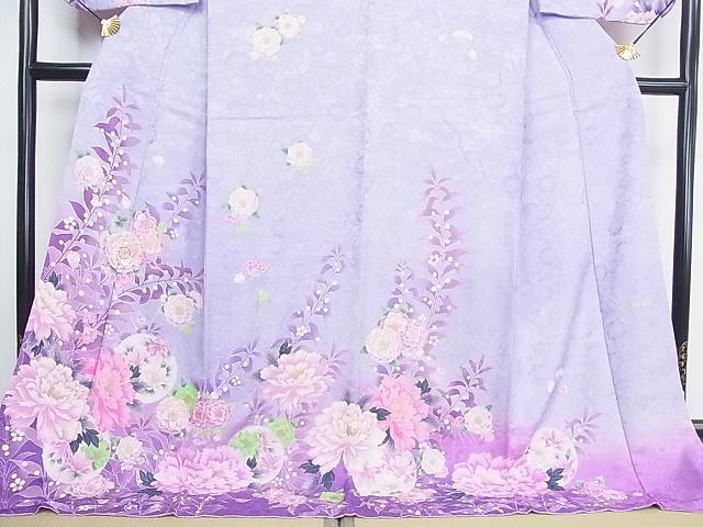 平和屋2■訪問着　刺繍　草花文　暈し染め　金彩　逸品　wb8900_画像4