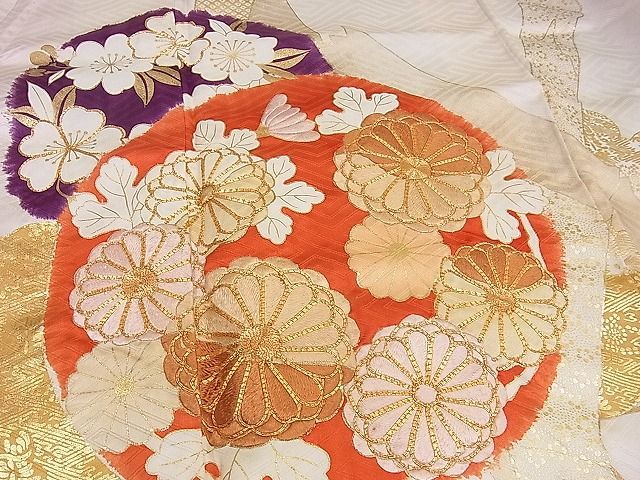 平和屋野田店■豪華振袖　駒刺繍　竹垣花丸文　金彩　逸品　n-qt0428_画像4