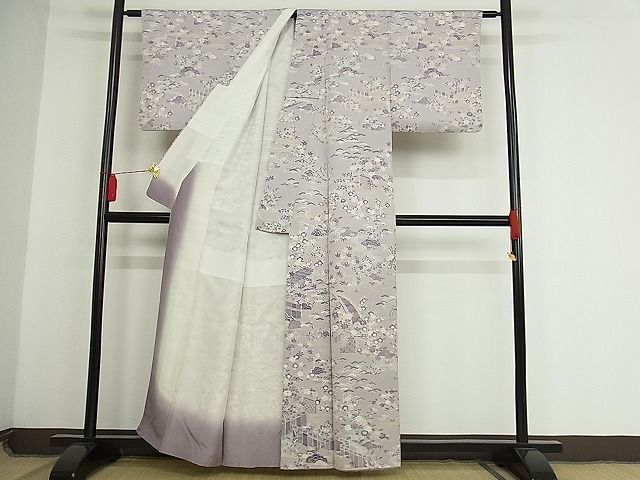 平和屋-こころ店■付下げ　渡橋風景文　着丈158cm　裄丈63cm　正絹　逸品　1B-np898_画像2