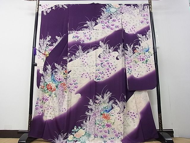 平和屋1■豪華振袖 霞孔雀花文 暈し染め 逸品 an4905の画像1