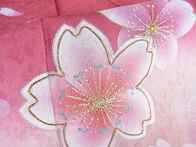 平和屋2■豪華振袖　駒刺繍　舞桜　暈し染め　銀彩　逸品　ox4311_画像8