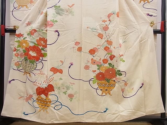 平和屋野田店■豪華振袖　駒刺繍　花籠文　金彩　逸品　n-pk4294_画像3