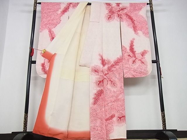 平和屋-こころ店■豪華振袖 総絞り 流水踊り桐 着丈161cm 裄丈65.5cm 正絹 逸品 A-bw4939の画像2