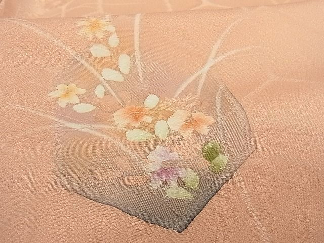 平和屋-こころ店■上質な小紋　地紋起こし　亀甲花文　着丈161.5cm　裄丈62cm　正絹　逸品　1B-np962_画像5