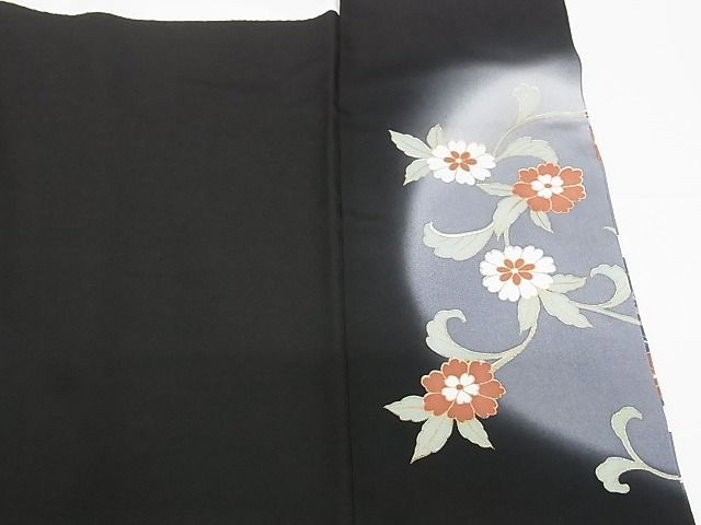 平和屋-こころ店■豪華黒留袖　作家物　駒刺繍　正倉院花文　尾長鳥　暈し染め　金銀彩　着丈160.5cm　裄丈64.5cm　正絹 逸品　A-ja5101_画像7