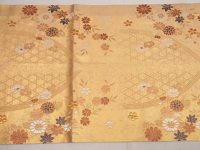 平和屋2■六通柄袋帯　唐織　枝垂れ桜文　金糸　引箔　逸品　jm2753_画像4