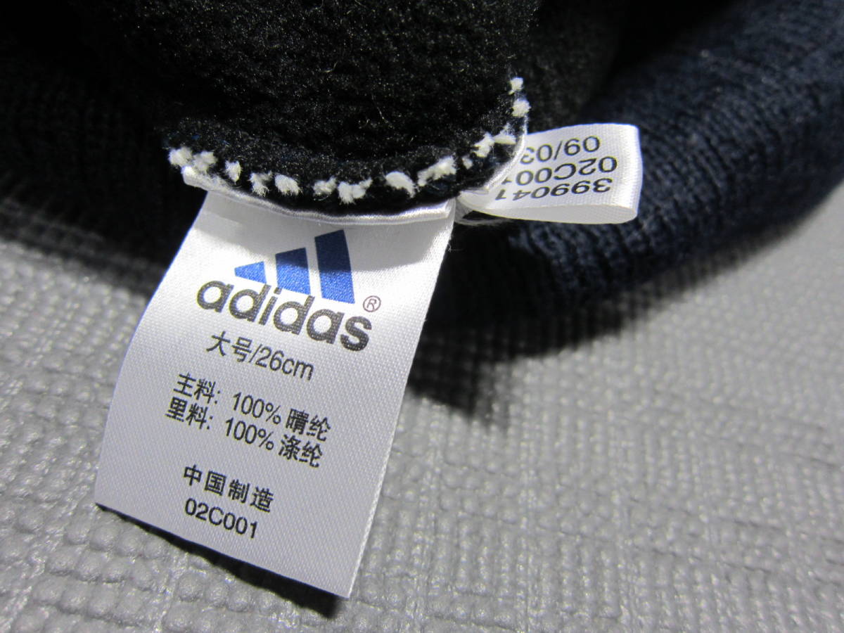 adidas アディダス　3ストライプ　ビーニー　ニットキャップ　ニット帽子　ゴルフ　スノボー　黒　フリーサイズ　S2312E②_画像6