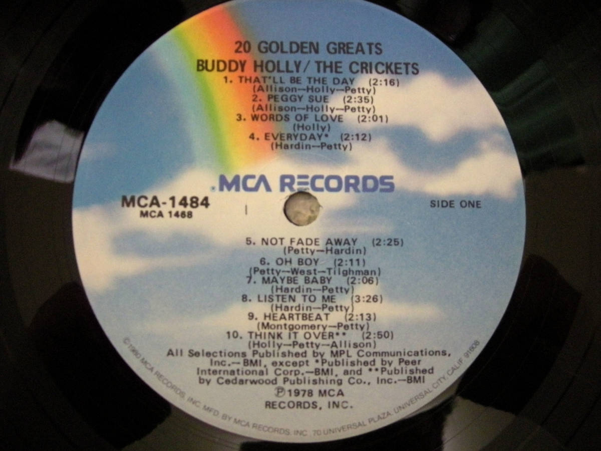 バディ・ホリー【US盤 LP】BUDDY HOLLY The Crickets 20 Golden Greats | MCA Records MCA-1484 (ロカビリー オールディーズ_画像5