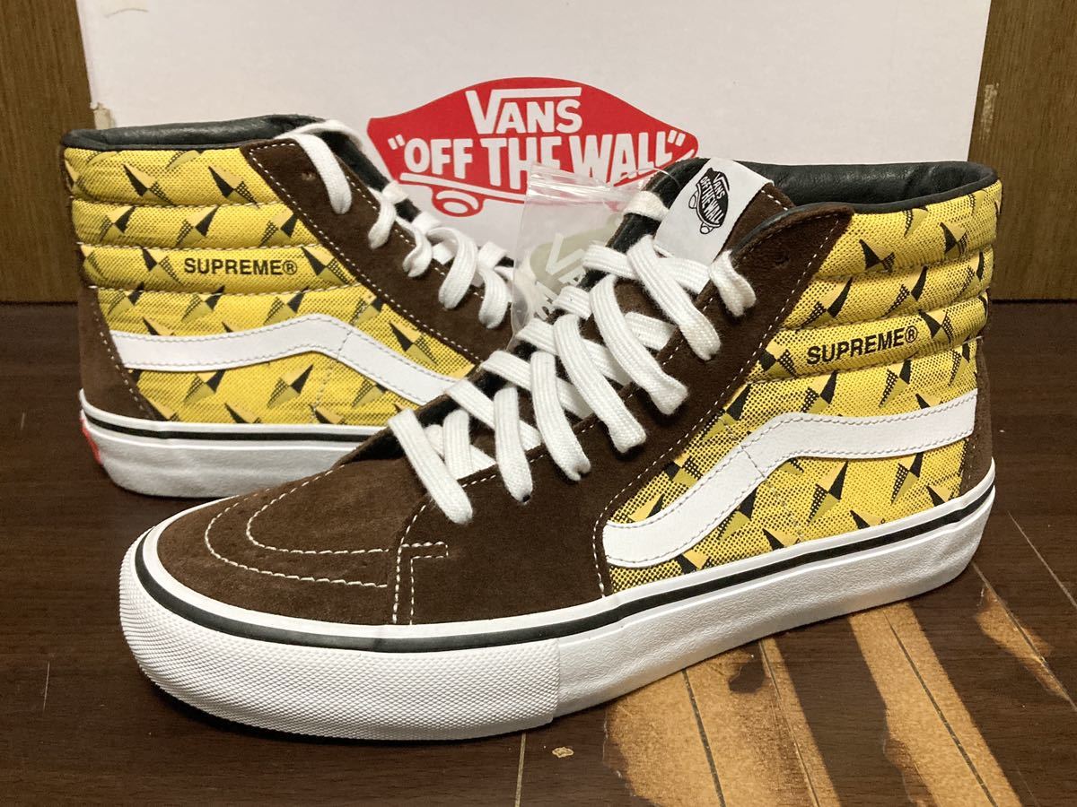 19SS VANS Sk8 Hi Pro Supreme Diamond Plate Brown シュプリーム バンズ ダイヤモンド プレート スケートハイ プロ ブラウン US8.5_画像1