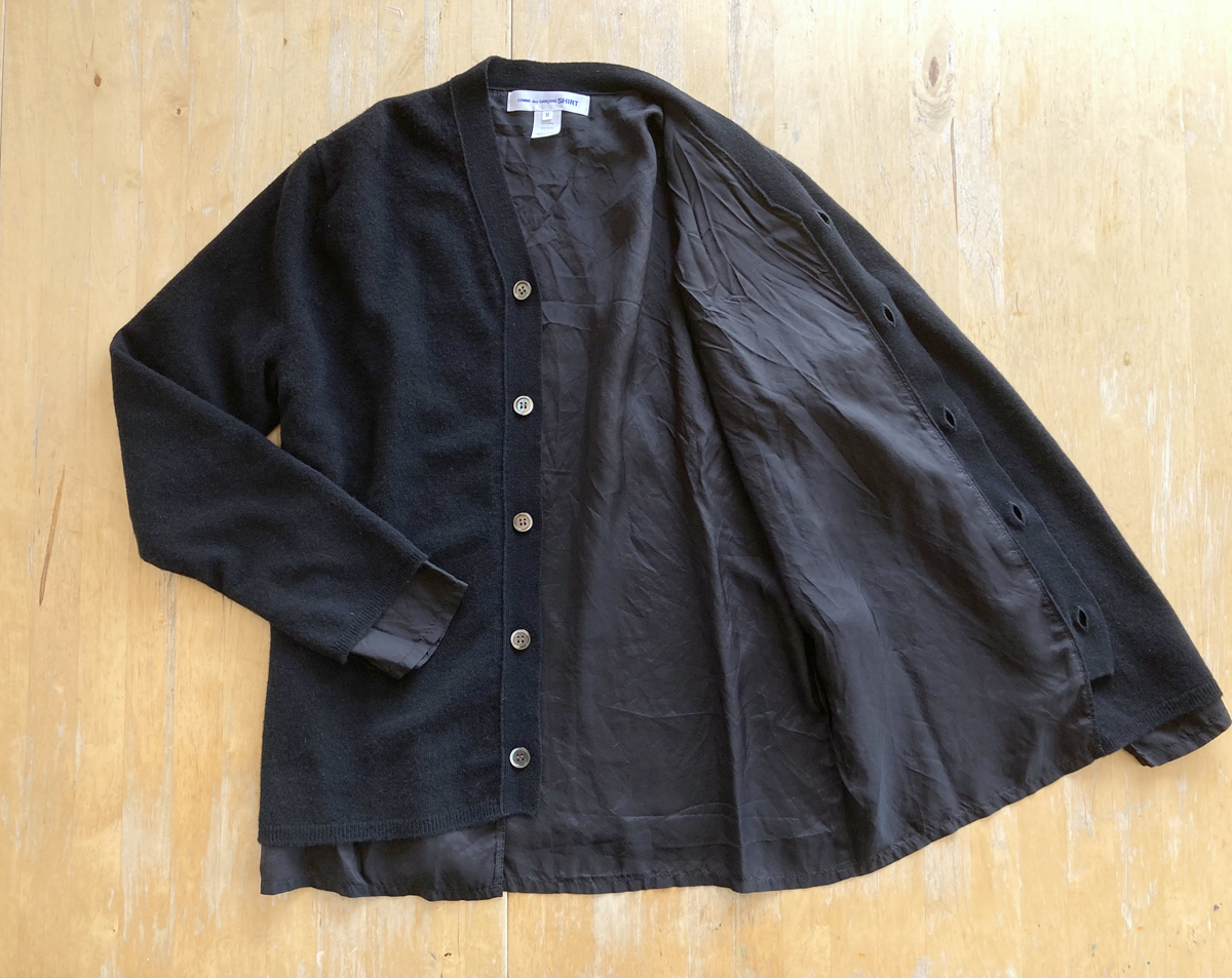 2022-23AW COMME des GARCONS SHIRT 二重 レイヤード ウール カーディガン 黒 ギャルソン シャツ_画像7