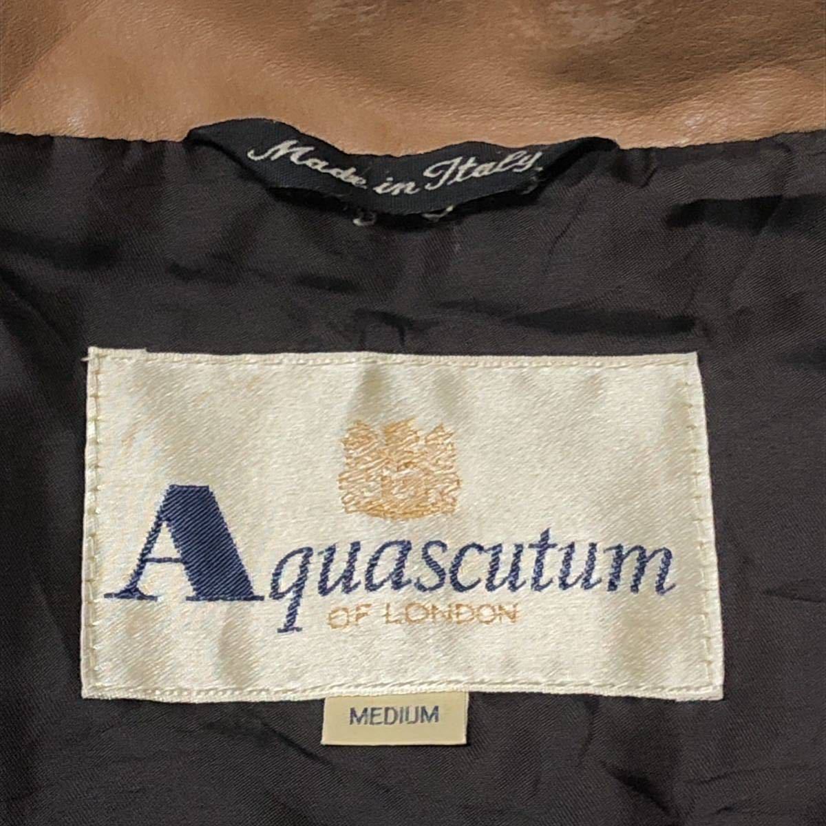 極美品 入手困難品 Aquascutum アクアスキュータム レザーコート ジャケット ラムレザー 羊革 メンズ レディース ミドル丈_画像8