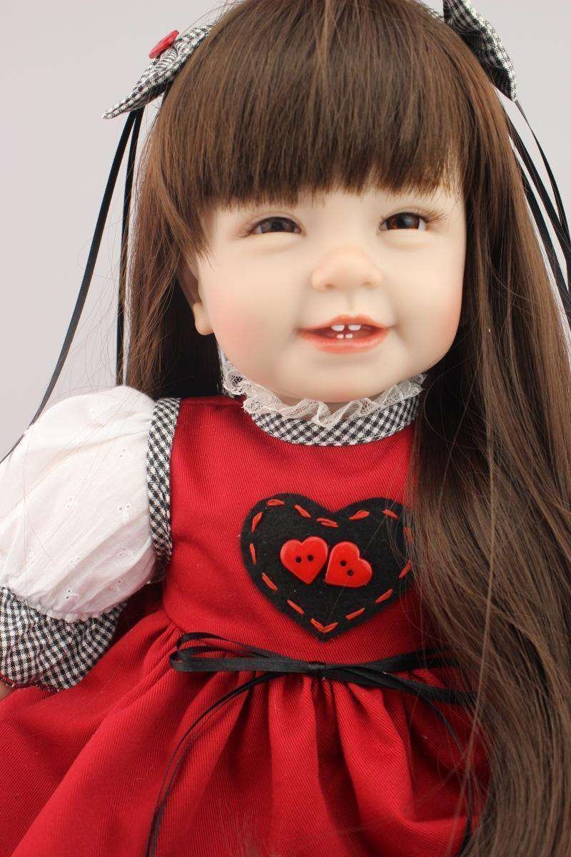 リボーンドール リアル 赤ちゃん人形 トドラードール ベビードール 55cm 高級 かわいい 笑顔 ロングヘアー ドレス ba44