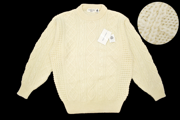 Y-6965★新品★BIEN SISTER ビヤン シスター★ホワイト白色 フィッシャーマン ローゲージ ウール ニット セーター M _画像1