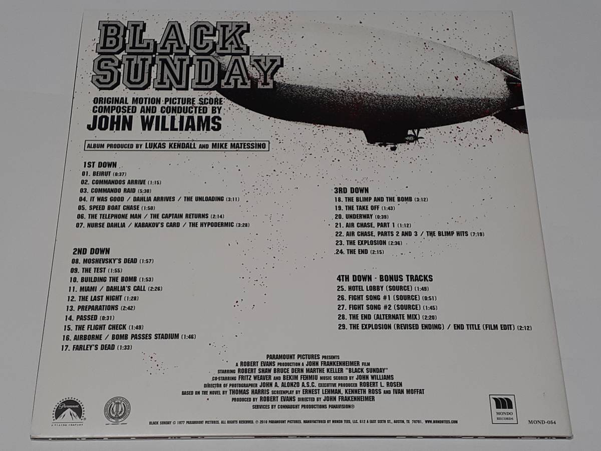 ブラック・サンデー（1977） Black Sunday／ジョン・ウィリアムス John Williams／ジョン・フランケンハイマー／米ＬＰ・２枚組_画像3