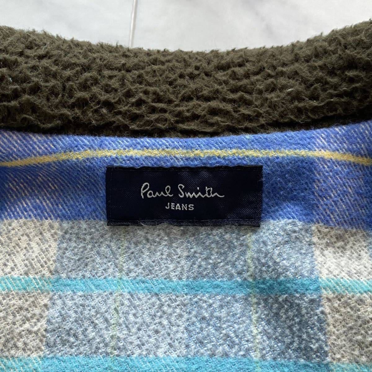 ポールスミス Paul Smith JEANS ボア コーデュロイジャケット ブルゾン 裏地チェック柄 Mサイズ ブラウン 茶 メンズ_画像7