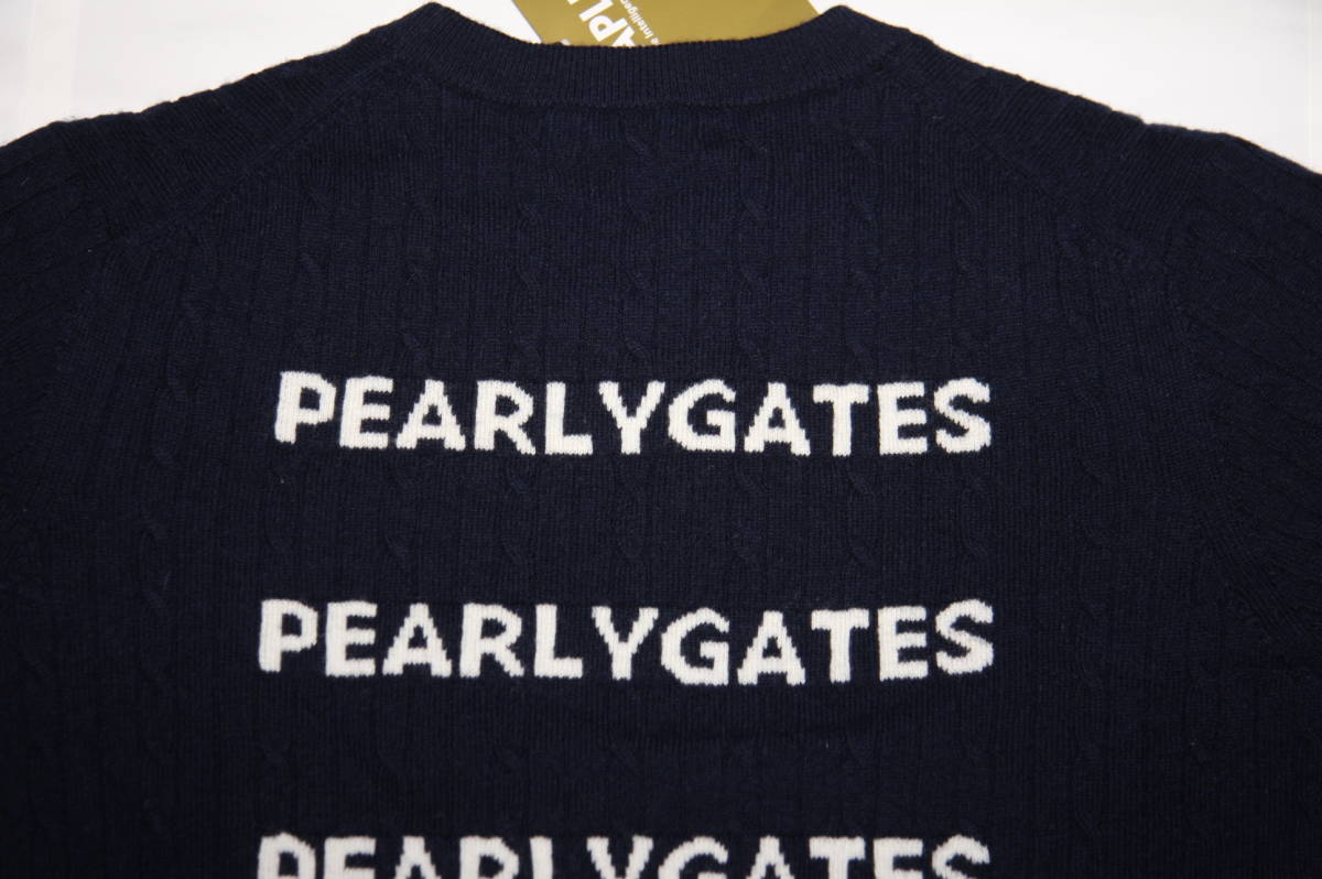 ★正規品★パーリーゲイツ PEARLY GATES★DIAPLEX 裏地付き防風クルーネックニットプルオーバー★透湿性 防風性 保温性 吸熱効果★紺★5 L_画像5