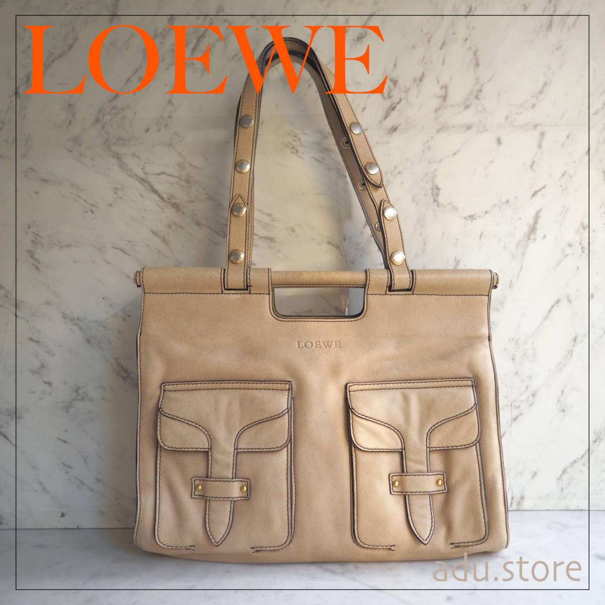 ロエベ LOEWE 2way トート ハンドバッグ ショルダーバッグ ベージュ レザー レディース ブランド ビンテージ ヴィンテージ