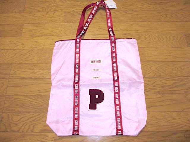 ピンクハウス　ロゴテープ使いナイロントートバッグ　ピンク　未使用タグ付き_画像1