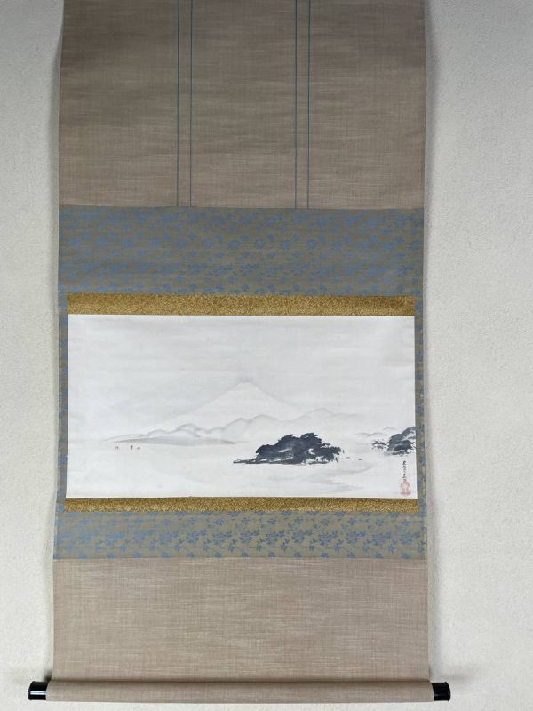 【真作】京狩野家を再興　狩野永岳　富士の図　横物　茶掛け B61和kj