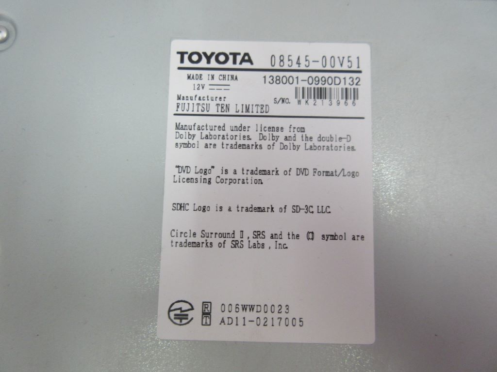 【A42】　TOYOTA純正　08545-00V51　NSZTーW62G　SDナビゲーション_画像4