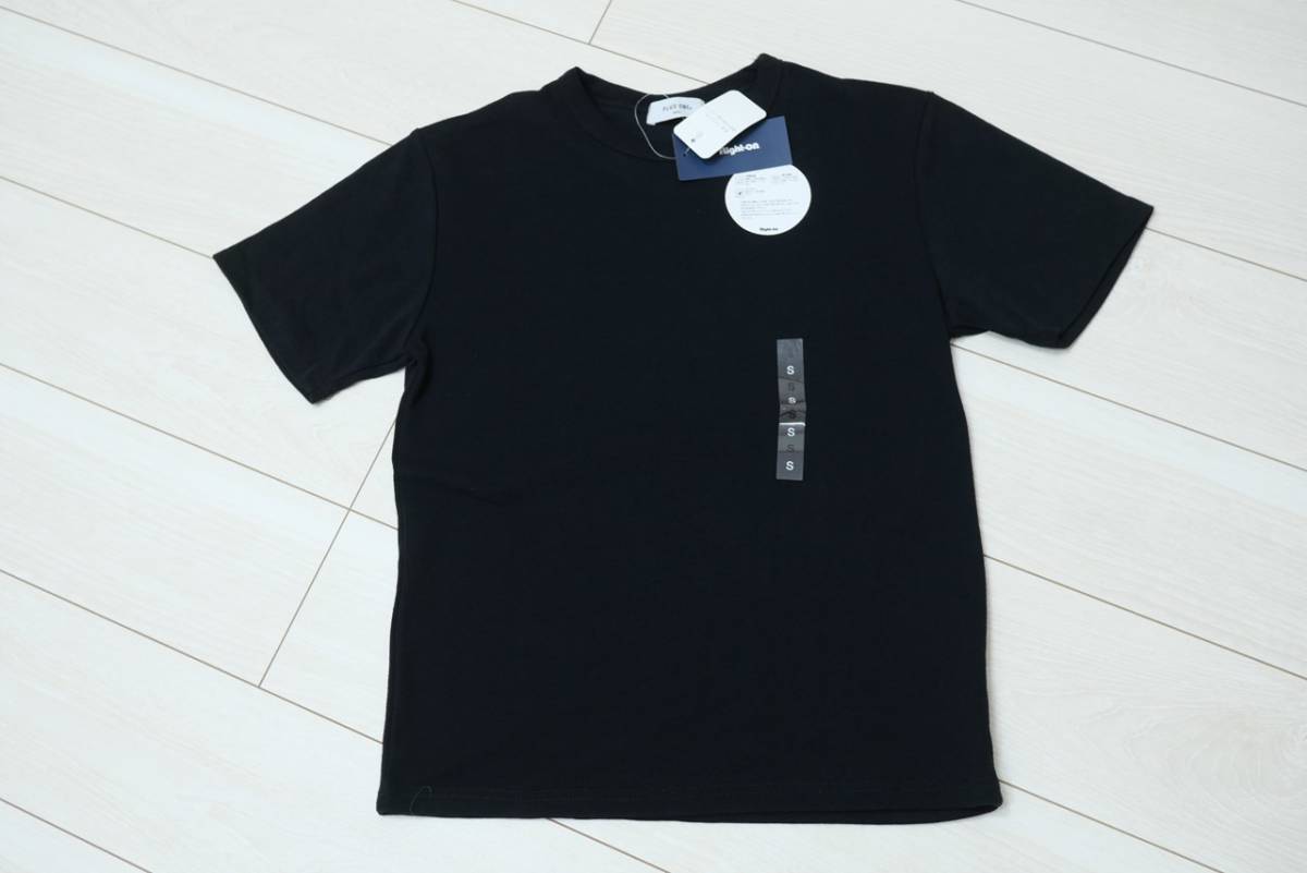 新品PLUS ONE PL4201411103-0099 Sサイズ フライスクルーネックTシャツ ブラック/黒 ベーシック クルーネック 半袖 Right-on_画像1