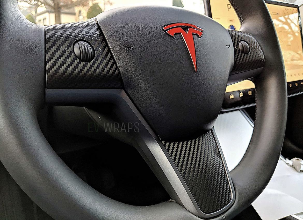 新品 テスラ Tesla Model 3 Model Y ハンドルカバー ドレスアップ カーボン 車アクセサリーの画像2