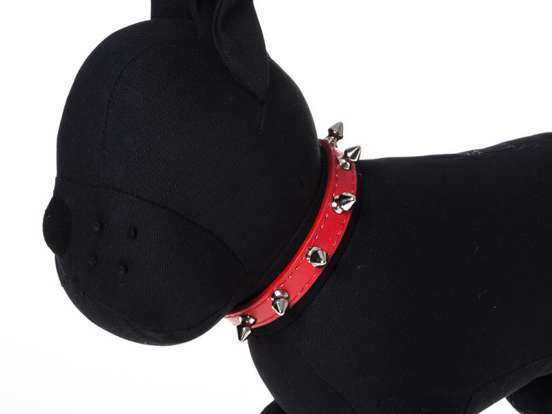 犬用首輪 ペット トゲトゲ スパイク スタッズデザイン XSサイズ#レッド ZA-35482_画像1