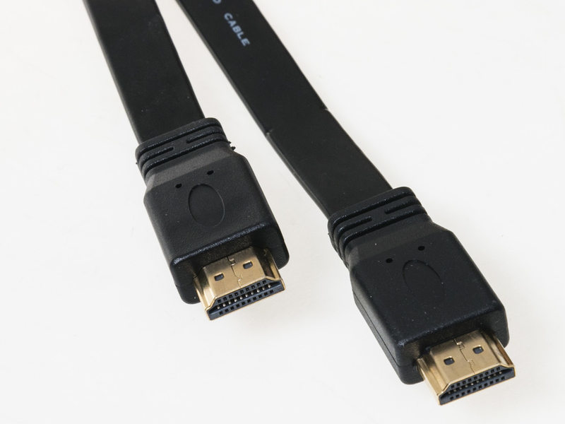 HDMI 1.4 オス to オス アダプタ コネクター 延長ケーブル カラフル 平タイプ#ブラック1.5m ZA-45429_画像1