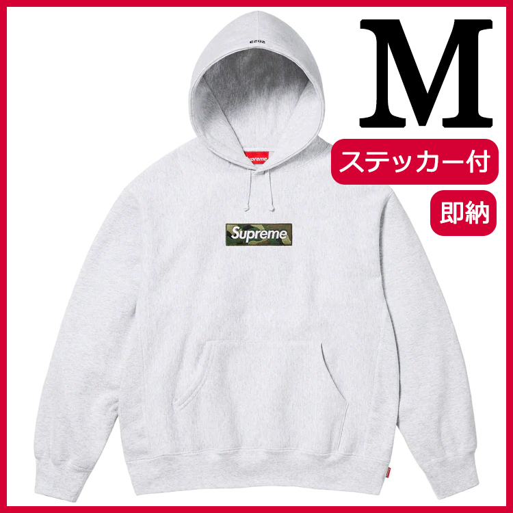 new goods M Supreme Box Logo Hooded Sweatshirt Ash Grey 23 FW Camo