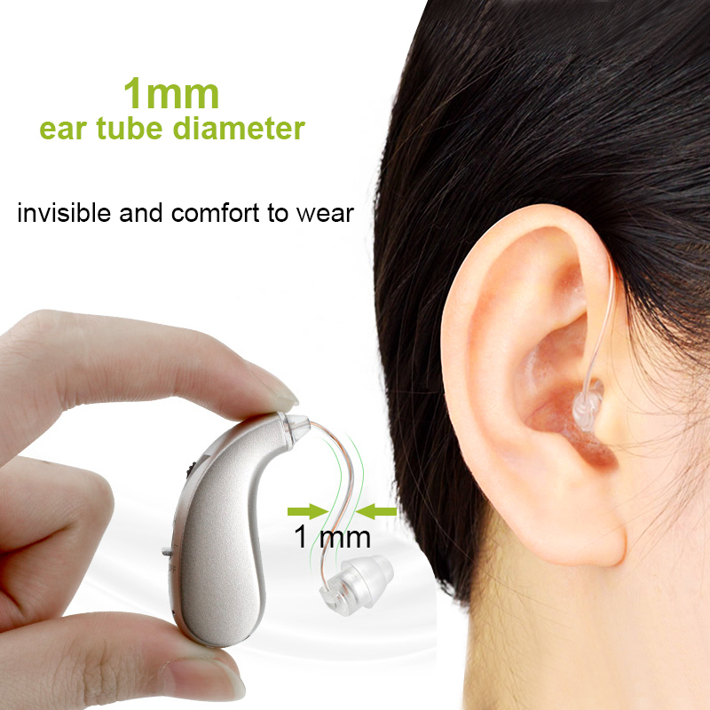 I70* rechargeable digital RIC hearing aid compilation sound machine defect . amplifier ear .. type volume adjustment noise cease light weight small size 