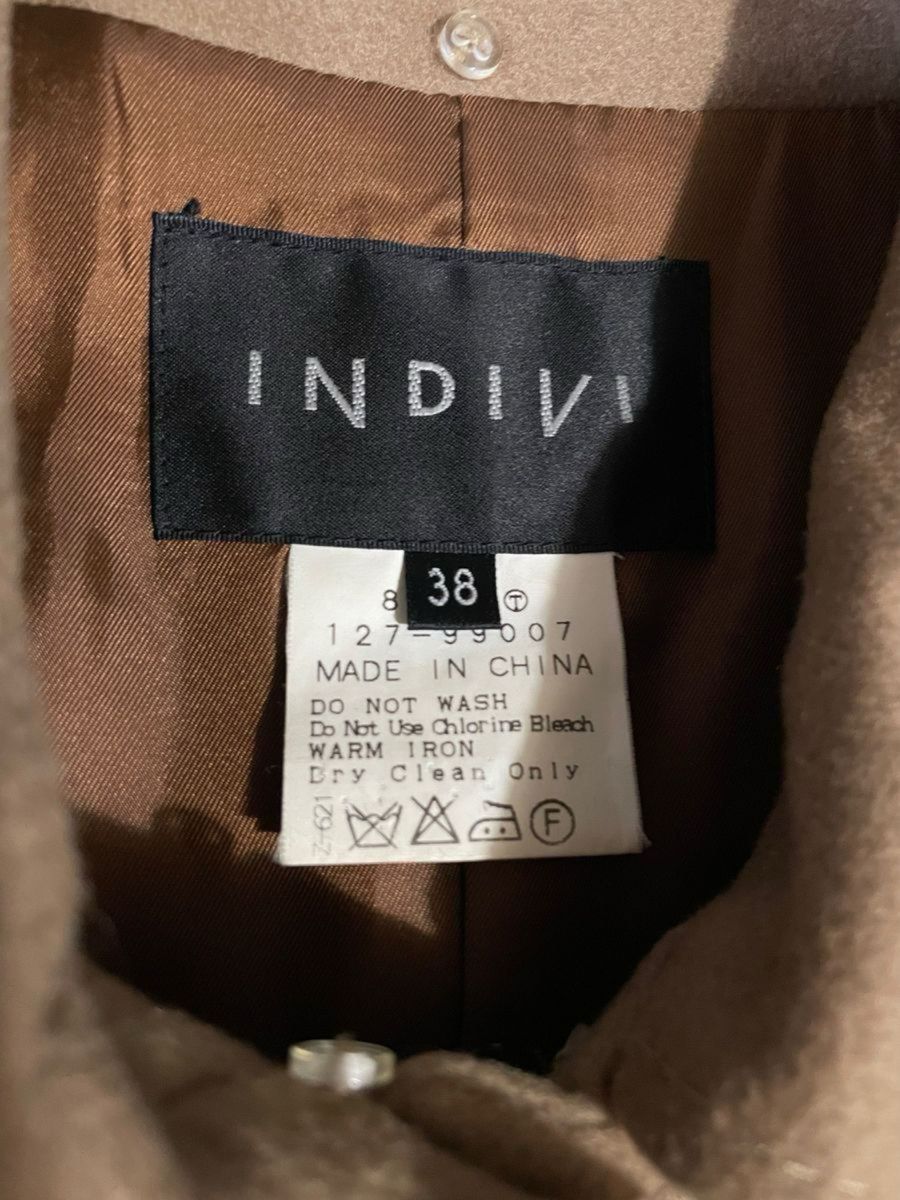 【INDIVI】カシミア100 ロングコート ウエストベルト付き ファー無し　美品　カシミア100%  コート