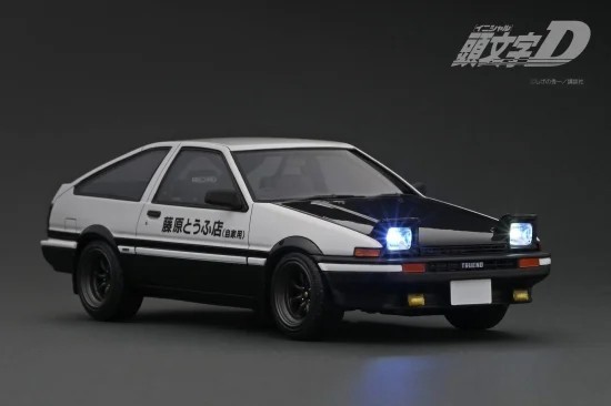 イグニッションモデル IG3190 1/18 INITIAL D Toyota Sprinter Trueno 3Dr GT Apex (AE86) White/Black with LED light_画像1