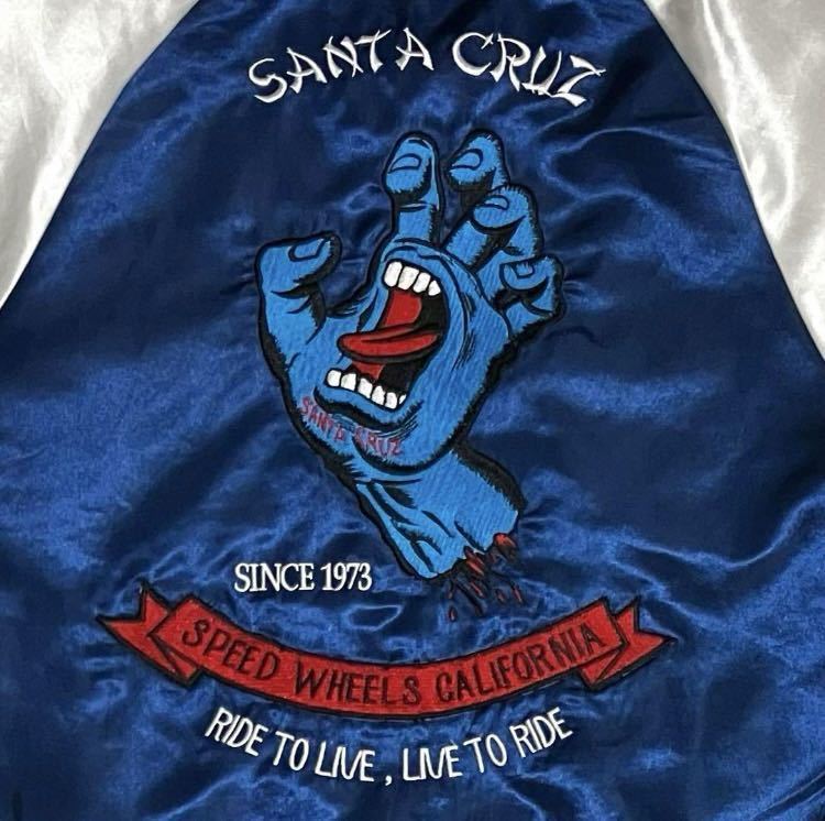 【人気】SANTA CRUZ　サンタクルーズ　スカジャン　スクリーミングハンド　刺繍　袖デザイン　ユニセックス　バイカラー　個性的　50263107