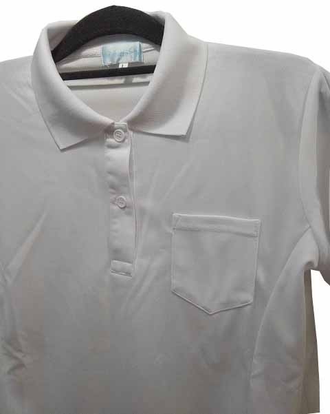 CH1053* new goods clothes nursing nurse DRY mesh A line polo-shirt with short sleeves 3 pocket attaching man and woman use unisex size L white white postage 350 jpy 