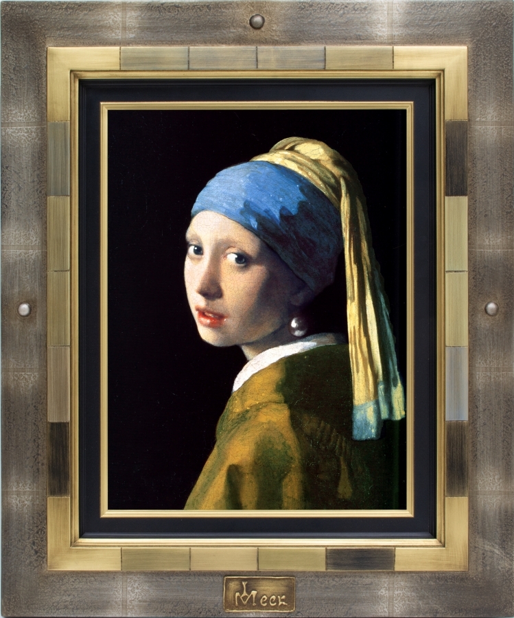 ジークレー版画 額装絵画 UVカットアクリル Vermeer フェルメール作 「真珠の耳飾りの少女」サイズ額外寸約506X406mm_画像1