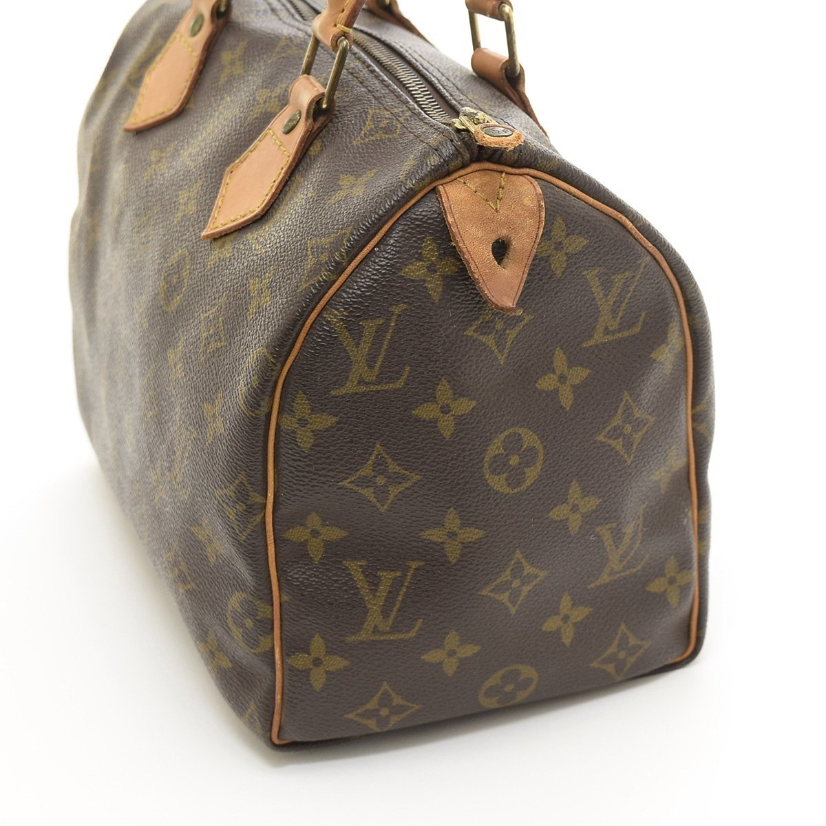 □499044 LOUIS VUITTON ルイヴィトン ミニボストンバッグ ハンドバッグ モノグラム スピーディ25 M41528 PVC ヌメ革 レディース ブラウン_画像3