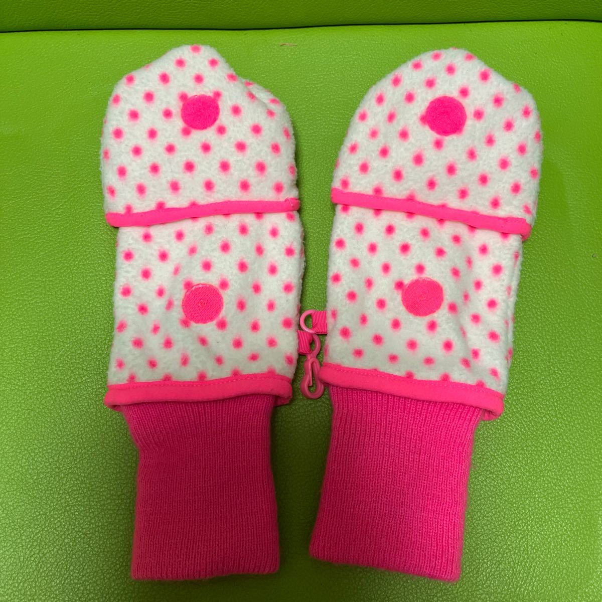 GAP kids L pretty pink dot pattern. gloves 