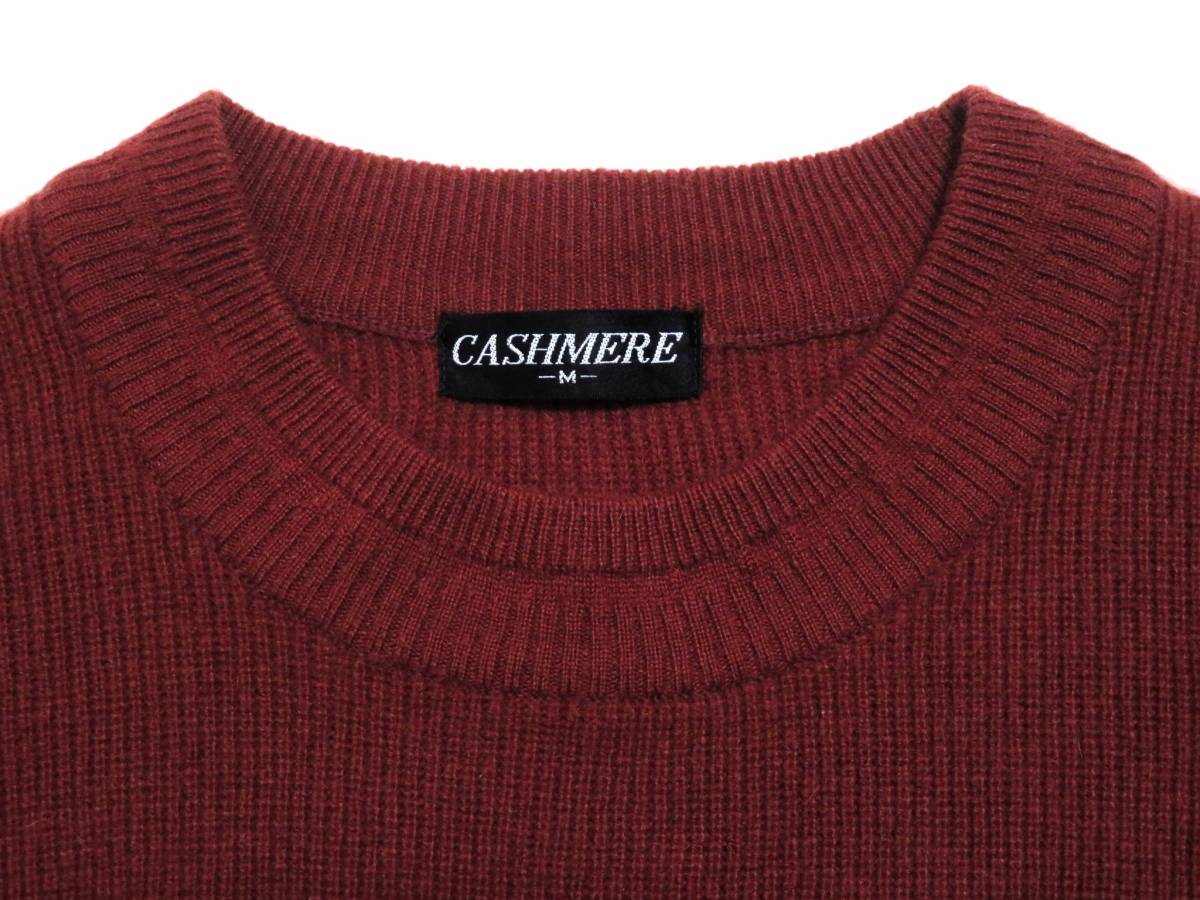 美品 CASHMERE 高級カシミヤ100％ クルーネックセーター リブニット ふわとろの肌触り メンズウエア シンプル 無地 紳士 Mサイズ 秋冬物_画像3