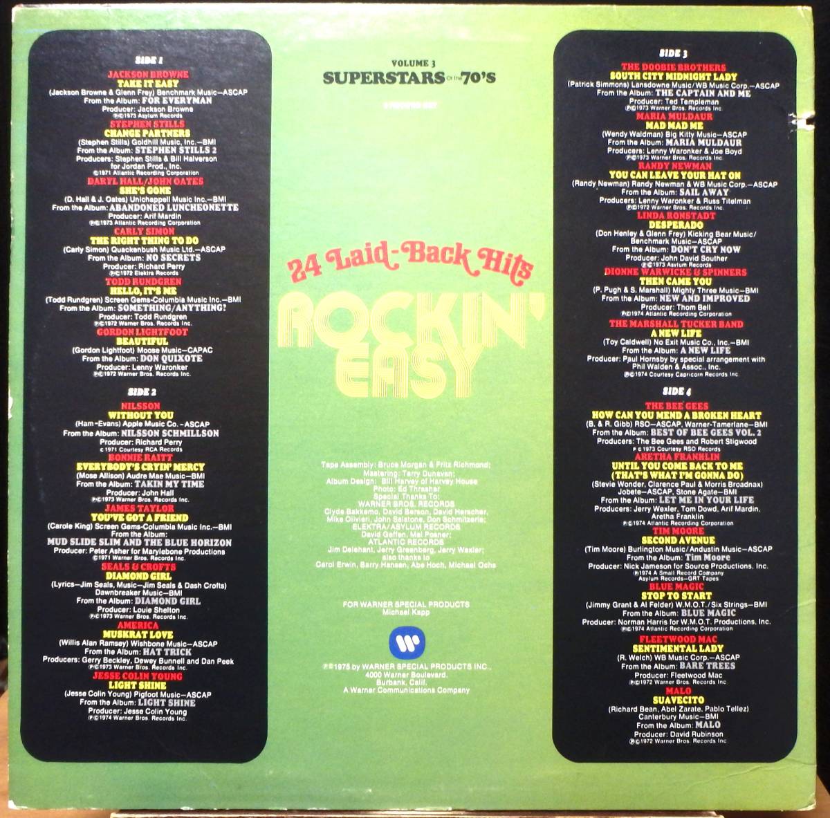 【VPS279】V.A.「Rockin’ Easy - 24 Laid-Back Hits」(2LP), 75 US Original/Compilation　★SSW/フォーク?ロック/サイケ/プログレ